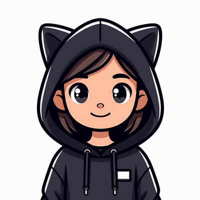 Girl in cat ear hoodie illustration