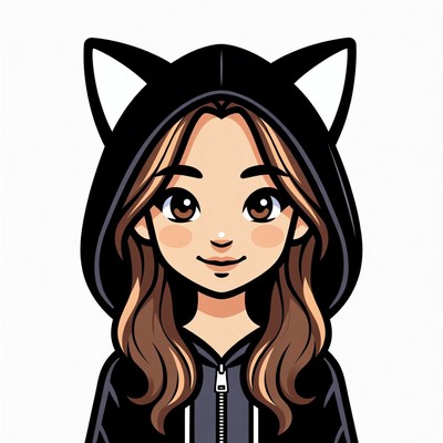 Girl in black cat ear hoodie
