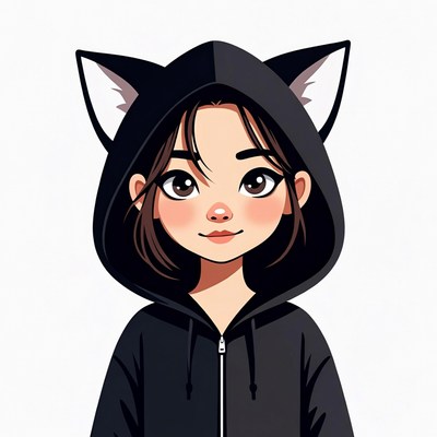 Asian girl in cat ear hoodie
