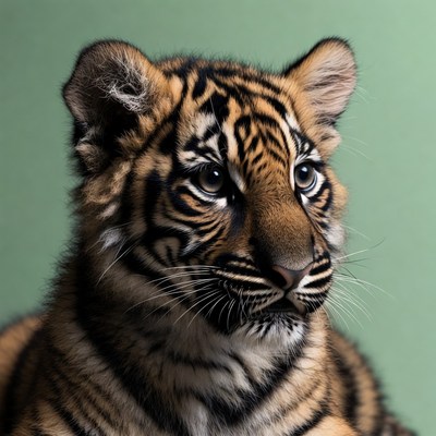 Baby tiger cub close-up