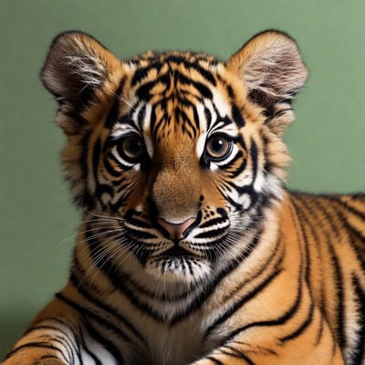 Cute tiger cub close-up