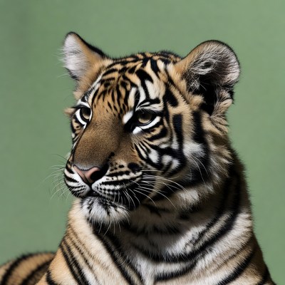 Tiger cub close-up portrait