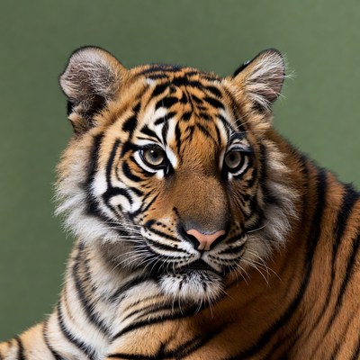 Close-up tiger cub portrait
