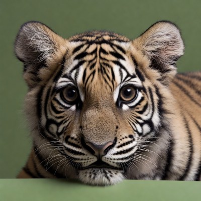 Baby tiger close-up portrait