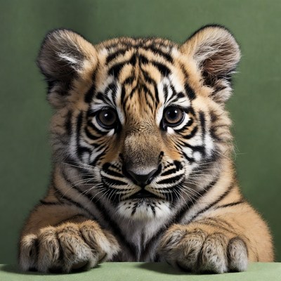 Cute baby tiger close-up