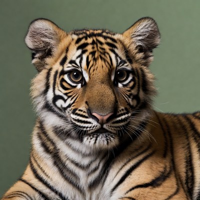 Baby tiger cub close-up