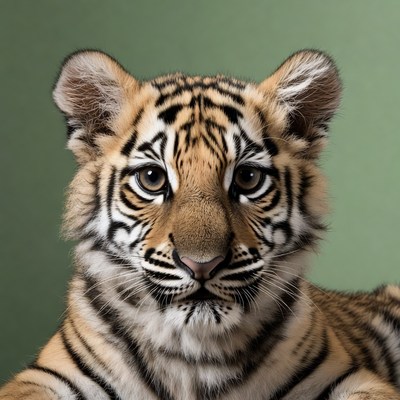 Close-up tiger cub portrait