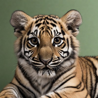 Cute tiger cub close-up