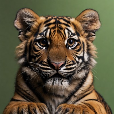 Cute tiger cub close-up