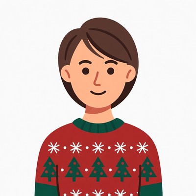 Smiling woman in Christmas sweater