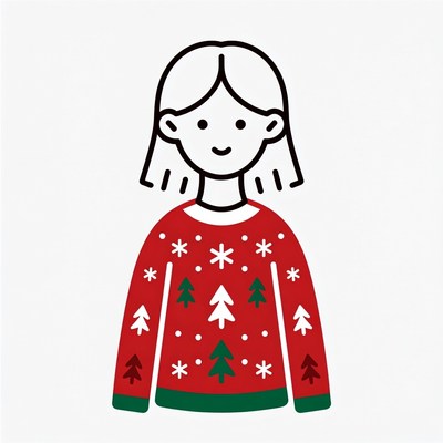 Girl in Christmas Tree Sweater