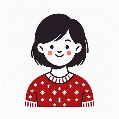 Smiling girl in red Christmas sweater