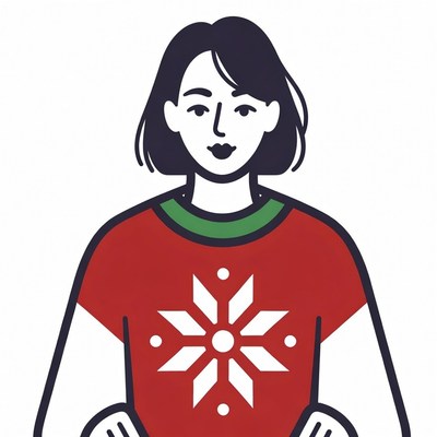 Woman in red Christmas sweater