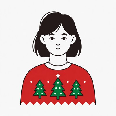 Woman in Christmas Tree Sweater