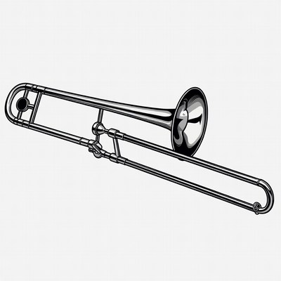 Trombone illustration on white background