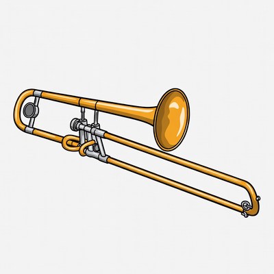 Trombone illustration on white background