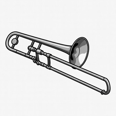 Trombone illustration on white background