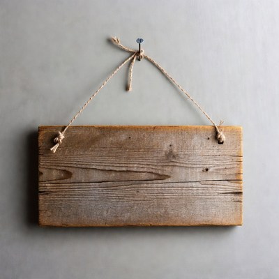 Blank Wooden Sign Hanging on Rope