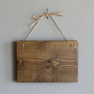 Blank Wooden Sign Hanging on Wall
