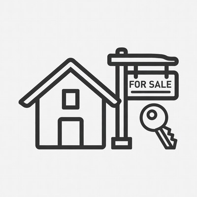 House for Sale Sign with Key