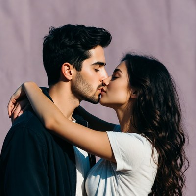Man and woman kissing passionately
