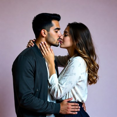 Man and woman kissing passionately