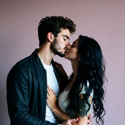 Man and woman kissing passionately