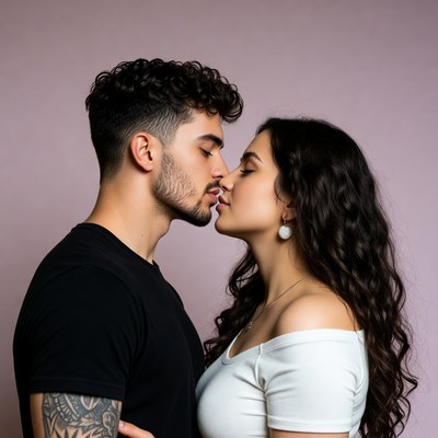 Latino couple nose kissing