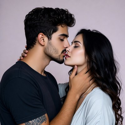 Man and woman kissing passionately