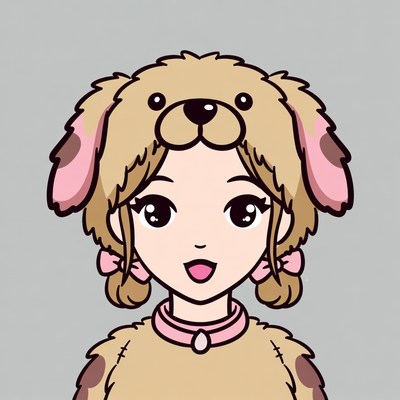 Girl wearing cute dog costume