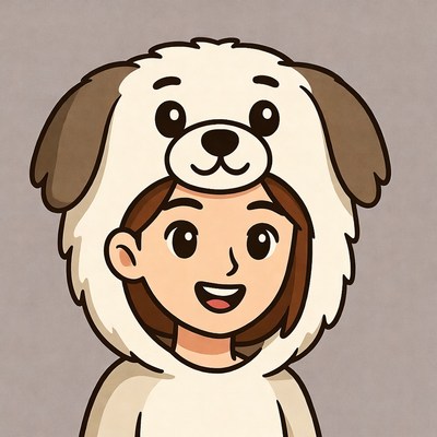 Girl wearing dog costume illustration