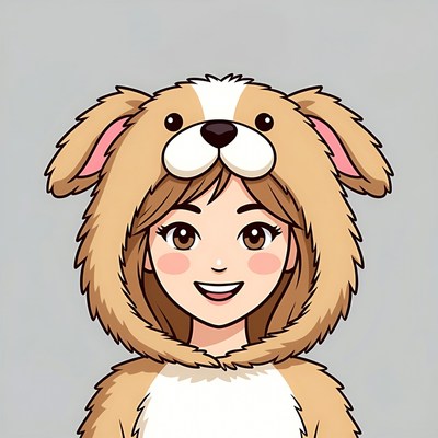 Girl wearing dog costume