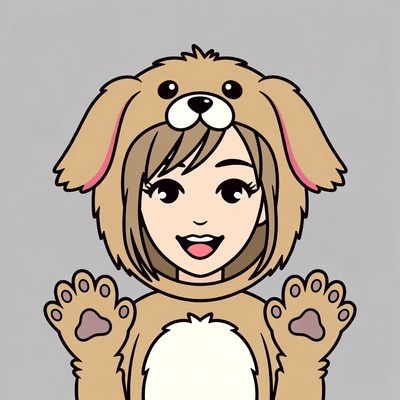 Girl in cute dog costume