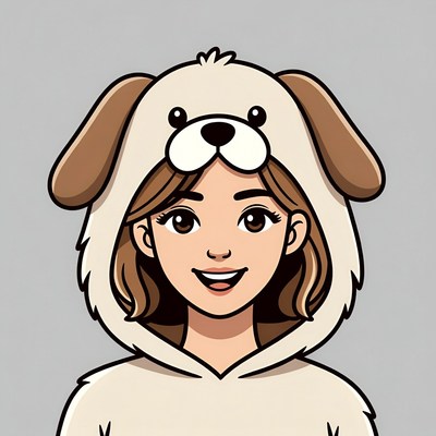 Girl wearing dog hoodie