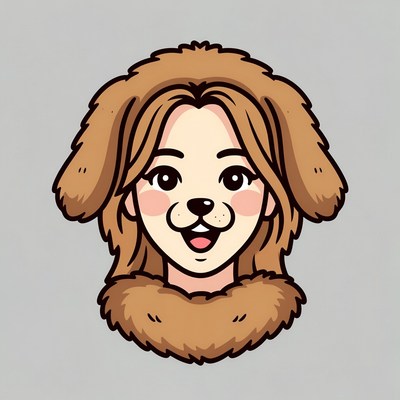 Cute girl dog hybrid illustration