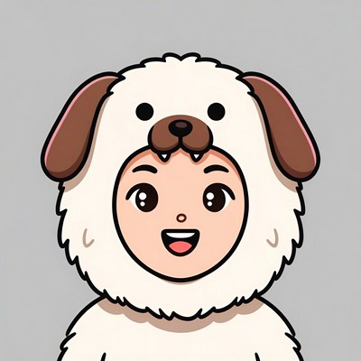 Girl in fluffy dog costume