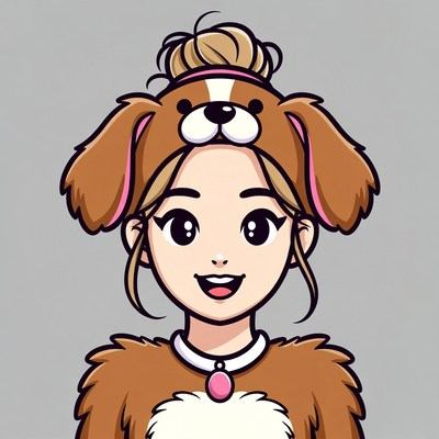 Girl in cute puppy costume illustration