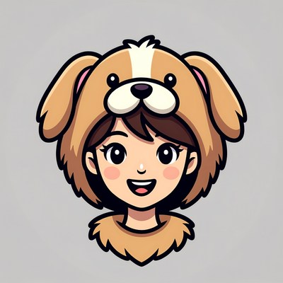 Girl Wearing Cute Dog Costume