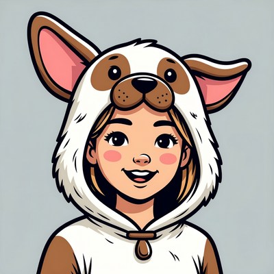 Girl in dog costume illustration