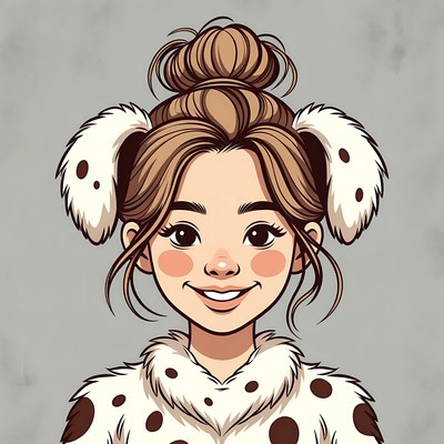 Girl with Dalmatian ears illustration