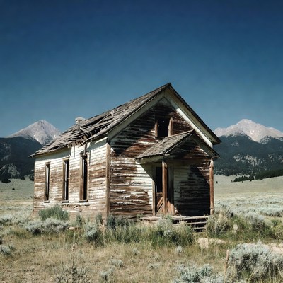 Abandoned House in Mountain Landscape
