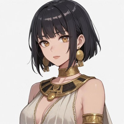 Anime girl in Egyptian white dress