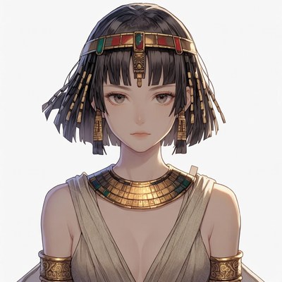 Anime Egyptian woman in gold jewelry