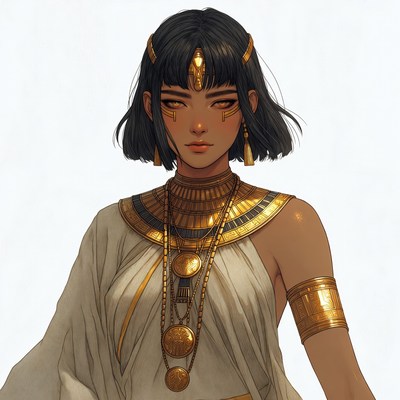 Egyptian woman in gold jewelry