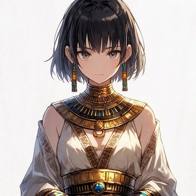 Anime girl in Egyptian gold jewelry