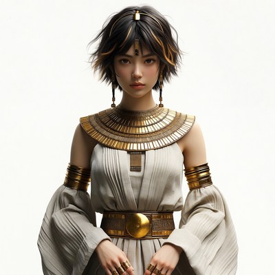 Asian woman in Egyptian pharaoh costume