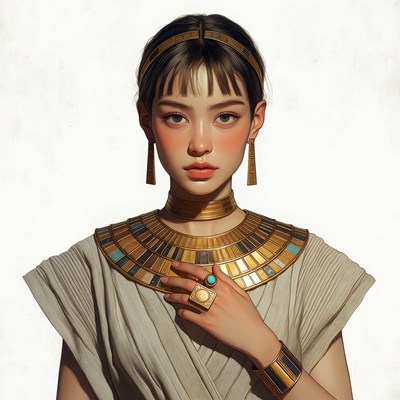 Asian woman in Egyptian queen attire