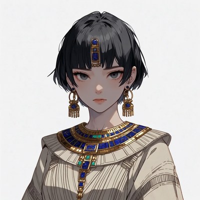 Anime girl in Egyptian jewelry