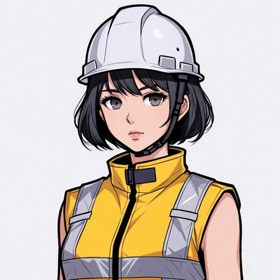 Anime girl in yellow safety vest