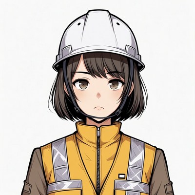 Anime girl wearing construction helmet